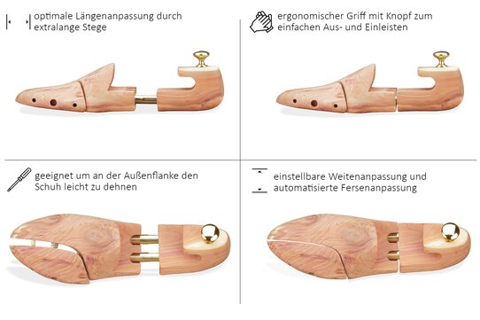 Sibba Schuhspanner aus Zedernholz mit 2 Funktionen für Damen und Herren 1 Paar
