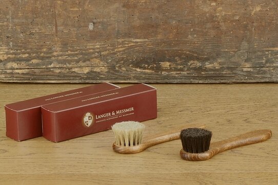 Langer & Messmer Set Of 2 Cream Brushes Made Of 100% Horsehair For Applying Shoe Polish And Shoe Wax Shoe Brushes For Professional Shoe Care 
