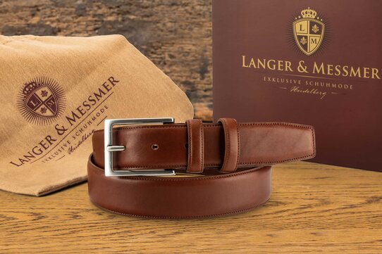 Langer & Messmer Mens Belt Heidelberg Cognac - Size 42