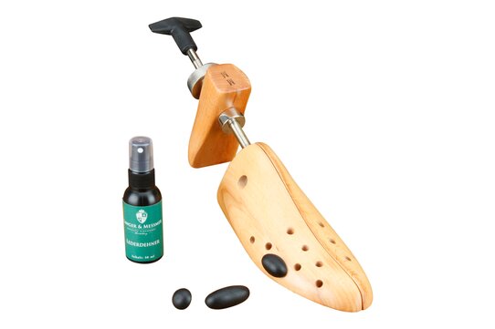 Langer & Messmer Two-way Beechwood Shoe Stretchers for Men (Width & Length) incl. Leather Stretch Spray Size UK 7.5/9
