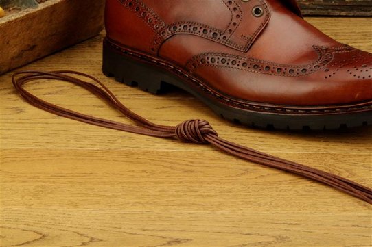 2 Pair Round Waxed Cotton Laces, 110 cm  brown