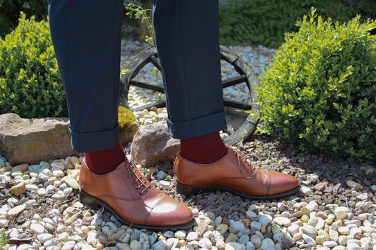 Langer & Messmer Knee-Length Socks Filoscozia Bordeaux UK Size 11-12