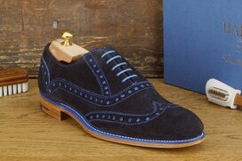 Barker Grant Grant Dark Blue Suede Size 11.5 Goodyear Welted