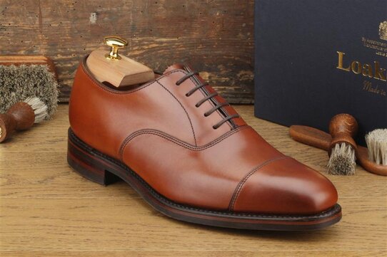 Loake Aldwych Mahogany Goodyear Welted Rubber Soles Wide Fit
