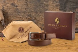 Langer & Messmer Mens Belt Heidelberg Brown - Size 38