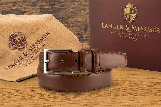 Langer & Messmer Mens Belt Heidelberg Brown - Size 46