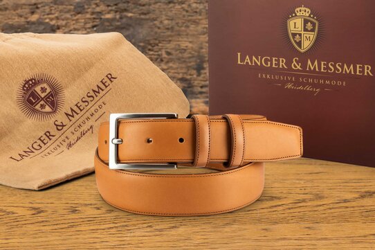 Langer & Messmer Mens Belt Heidelberg Light Brown - Size 38