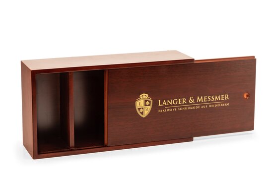 Langer & Messmer Wooden Valet Box Mannheim (With 12 Piece Shoe Care Set)
