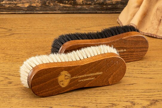 Langer & Messmer 2-piece Premium Shoe Brush Set Horsehair light/dark