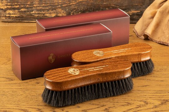 Langer & Messmer 2-piece Premium Shoe Brush Set Horsehair dark/dark