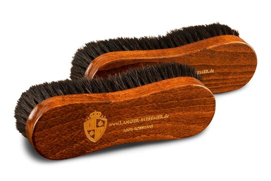 Langer & Messmer 2-piece Premium Shoe Brush Set Horsehair dark/dark
