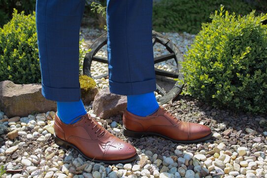 Langer & Messmer Mens Cotton Knee-Length Socks Mid-Night Blue UK Size 9.5-10.5