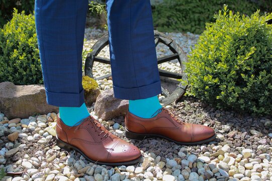 Langer & Messmer Mens Cotton Knee-Length Socks Turquoise UK Size 7.5-8