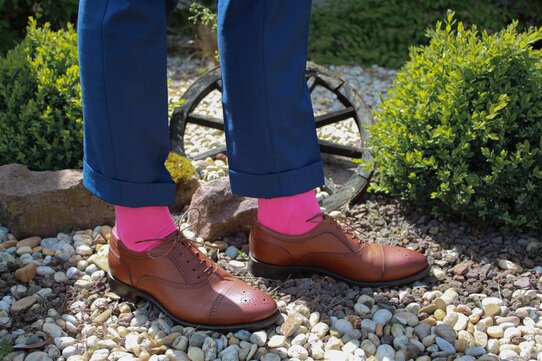Langer & Messmer Mens Cotton Knee-Length Socks Pink UK Size 7.5-8