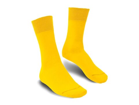 Langer & Messmer Mens Cotton Calf-Length Socks Lemon Yellow UK Size 8-9