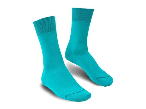 Langer & Messmer Mens Cotton Calf-Length Socks Turqoise UK Size 7.5-8