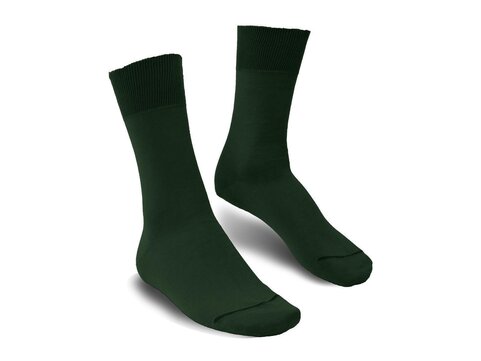 Langer & Messmer Mens Cotton Calf-Length Socks Dark Green UK Size 7.5-8